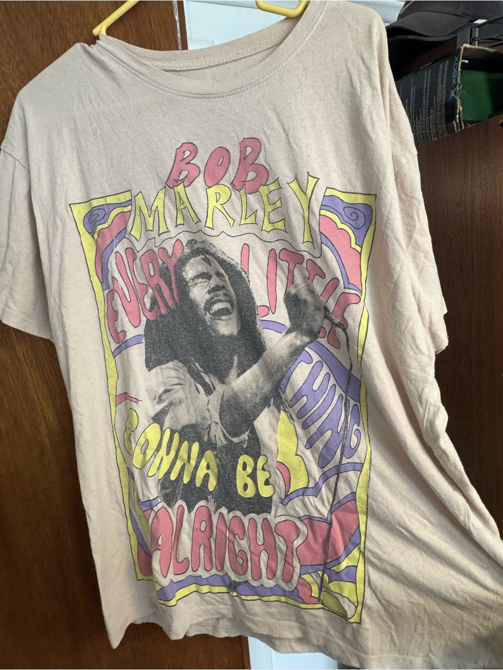 Zion Rootswear Beige Bob Marley Graphic Tee with Multicolor Print